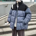 Men's Cotton Padded Jacket, Printed Navy Blue